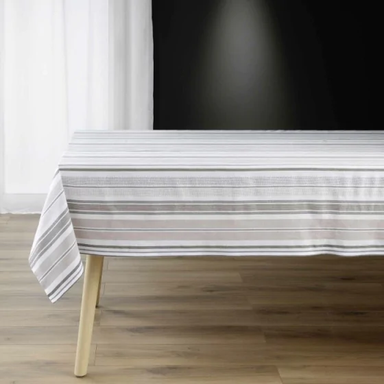Nappe rectangle 140 x 240 cm coton/polyes recycle tisse Melina