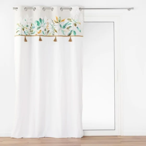 Rideau a oeillets 140 x 240 cm coton/polyester + Pompons Dilaris