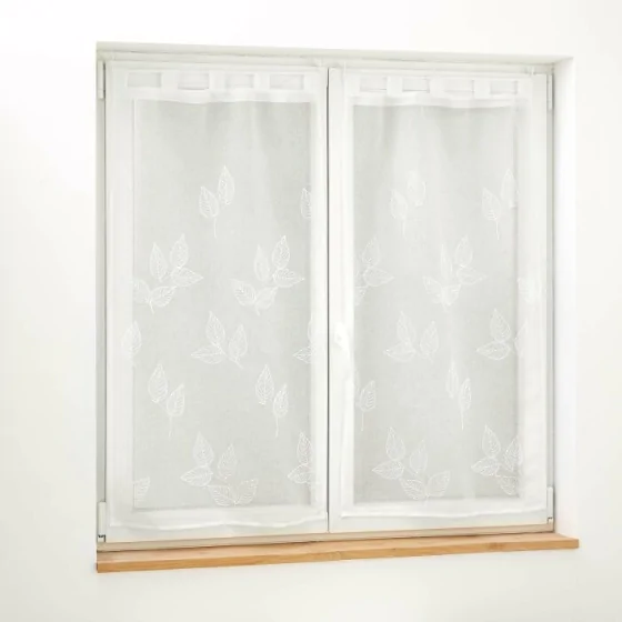 Paire droite passants 2 x 60 x 120 cm voile sable brode berry Blanc
