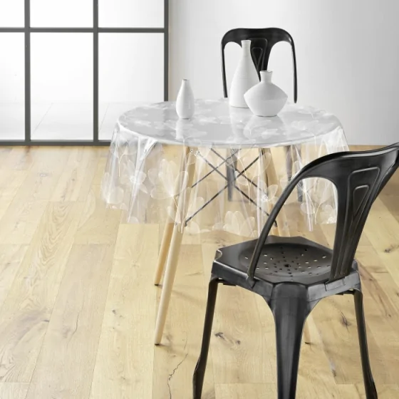 Nappe cristal ronde (0) 140 cm pvc imprime 14/100e danela Blanc
