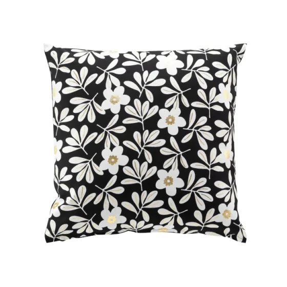 Coussin dehoussable 45 x 45 cm coton imprime or Wilma