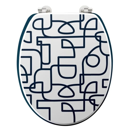Abattant wc charnieres metal 37.5 x 46 cm mdf imprime Labyrinthe
