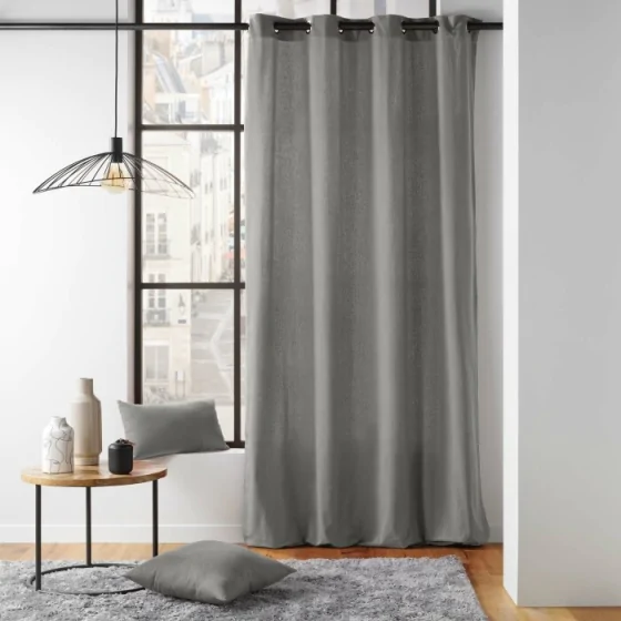 Rideau a oeillets 135 x 260 cm coton recyclé Twily Gris