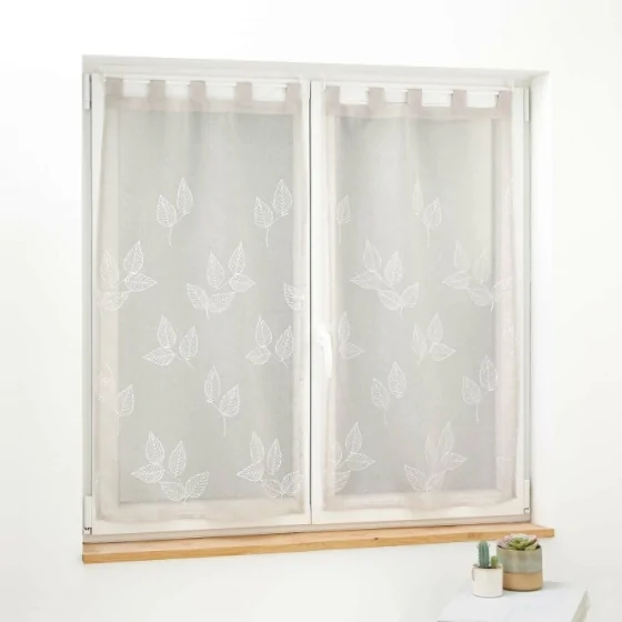 Paire droite passants 2 x 60 x 90 cm voile sable brode berry Taupe