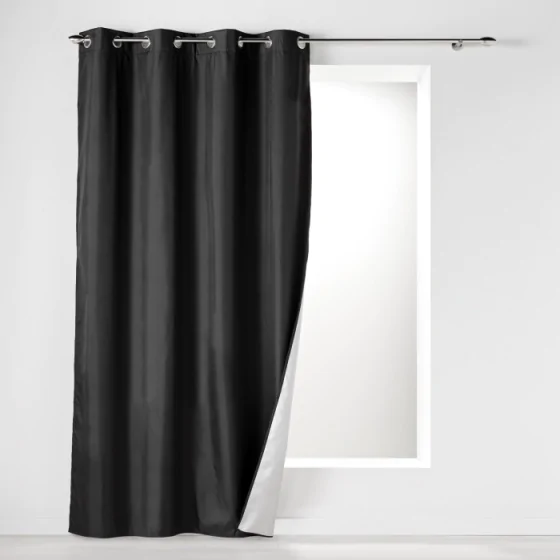 Rideau a oeillets 140 x 260 cm polyester isolant thermique Icemount Noir