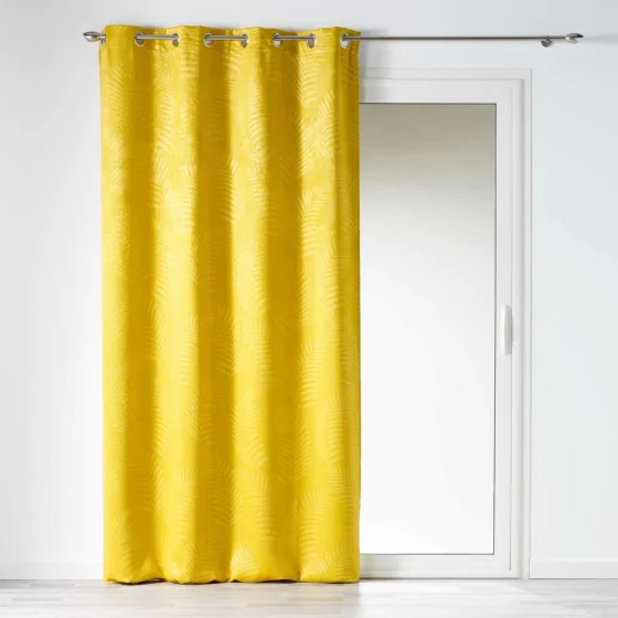 Rideau 100% occultant 140 x 240 cm en velours frappé Tropicaline Jaune