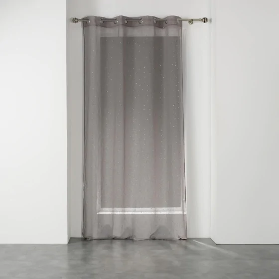 Voilage a oeillets 140 x 240 cm voile tisse applique elea Gris/argent