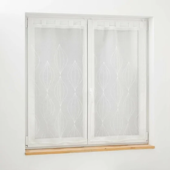 Paire droite passants 2 x 60 x 90 cm voile sable brode galactee Blanc
