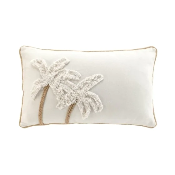 Coussin dehous compr passepoil 30 x 50 cm coton tresse+tufte sahara Sans