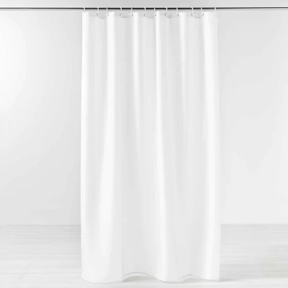 Rideau de douche+crochets 180 x 200 cm polyester uni yaline Blanc
