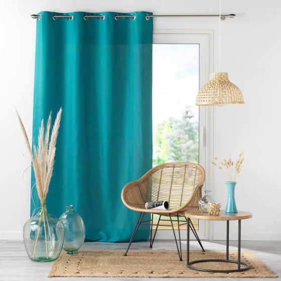 Lot de 4 Rideaux à Œillets - 140 x 260 cm - Microfibre Légère - Bleu Absolu