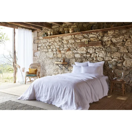 Housse de couette 240 x 220 cm Lin lavé français Soline Blanc