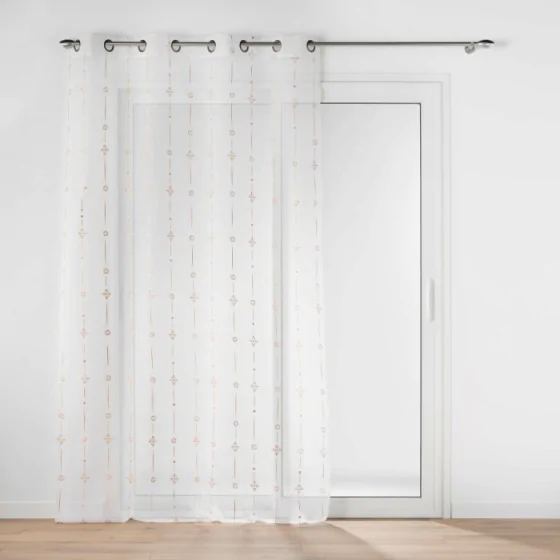 Voilage a oeillets 140 x 240 cm voile sablé  imprimé metallisé Ariane Or rose