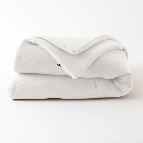 Édredon 180 x 240 cm - Double Gaze de Coton 125 gr/m² - Uni Gaïa Blanc