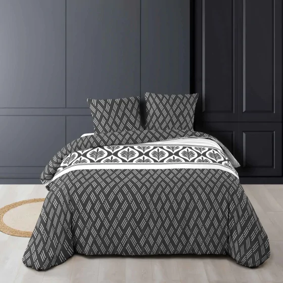 Housse de couette imprimé 260 x 240 cm 100% coton + 2 taies Bonnie