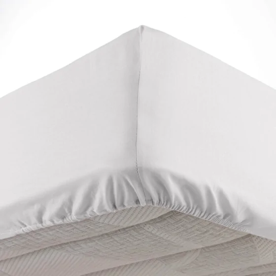 Drap housse 140 x 190 cm bonnet 30 cm microfibre Oscar Blanc