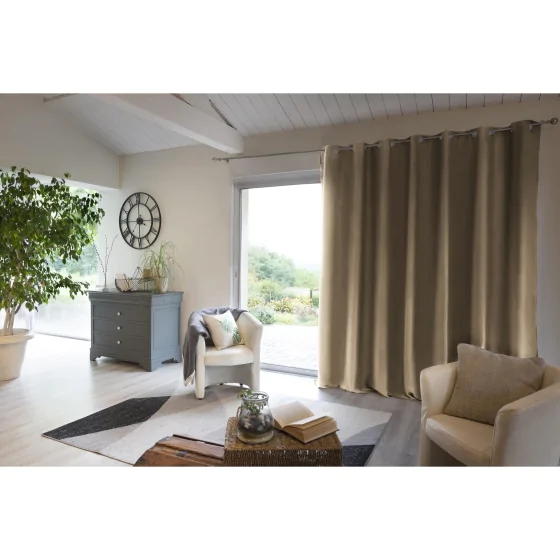 Rideau luxe baie vitrée occultant + isolant polaire L280 x H260 cm Inuit beige