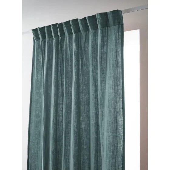 Rideau Galon Fronceur 140 x 240 cm – Double Gaze de Coton Gaïa Bleu Canard