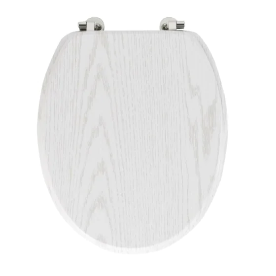 Abattant wc charnieres metal 37.5 x 46 cm mdf effet bois strata Blanc