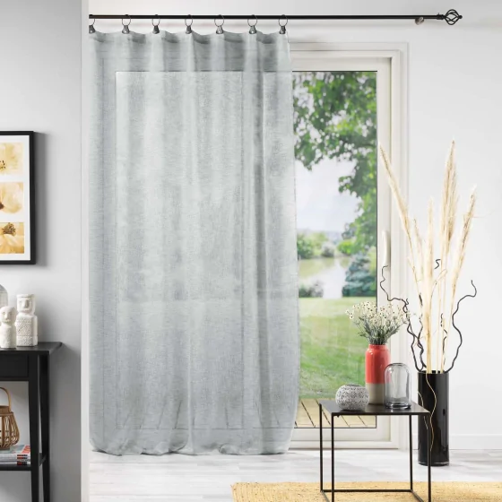 Voilage effet lin à anneaux 140 x 240 cm Linka Gris clair