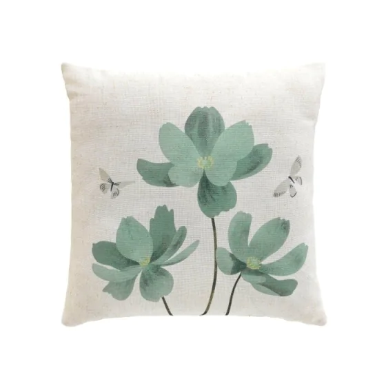 Coussin dehoussable compresse 45 x 45 cm polyester/lin imp. palmiflore des place Sans