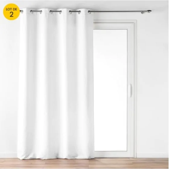 Lot de 2 Rideau a oeillets 140 x 260 cm velours à relief Verra Blanc