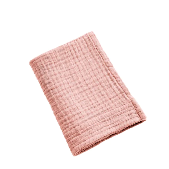 Serviette de Toilette Gaïa 50 x 90 cm – Gaze de Coton Unie Rose Pêche