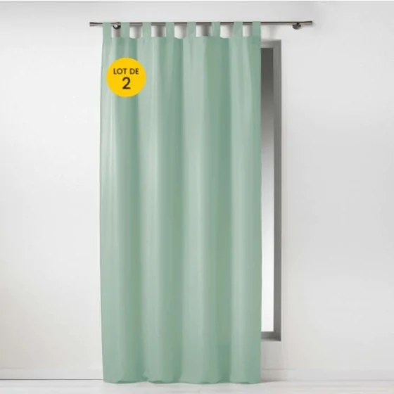 Lot de 2 Rideaux à passant 140 x 260 cm Essentiel Sauge