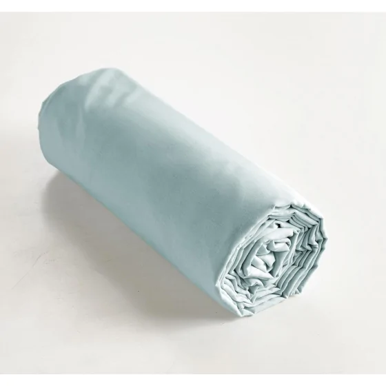 Drap housse 140 x 190 cm coton 57 fils Ambre Bleu clair