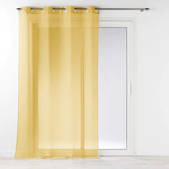 Voilage à oeillets 140 x 240 cm liseré blanc Louise Jaune miel