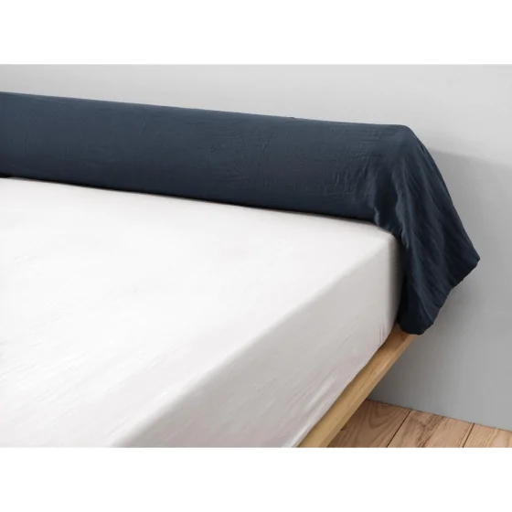 Taie de traversin gaze de coton 85 x 185 cm gaia minuit Bleu foncé