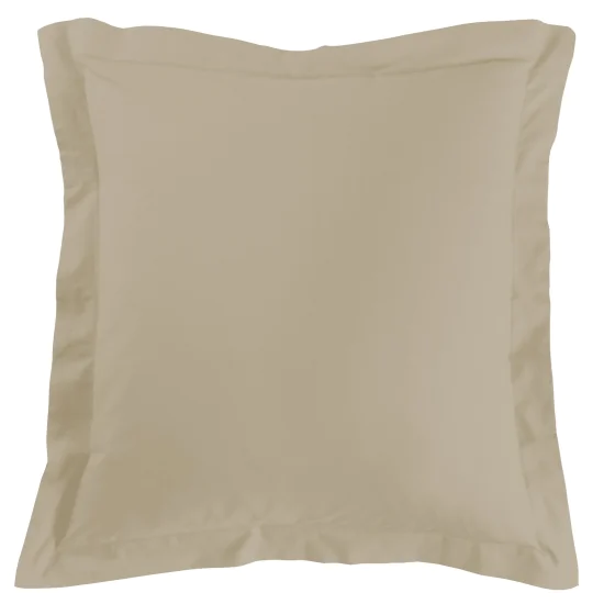 Taie d'oreiller volant plat 63 x 63 cm uni 57 fils lina +point bourdon Beige