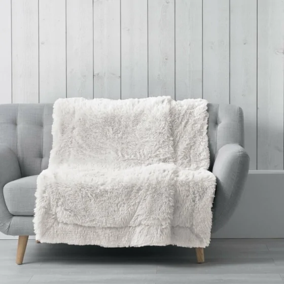 Plaid 180 x 220 cm imitation fourrure marilou Naturel
