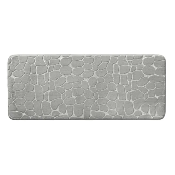 Tapis de bain 50 x 120 cm microfibre unie relief ricochet Gris Clair