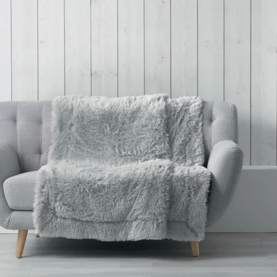 Plaid 180 x 220 cm imitation fourrure marilou Gris