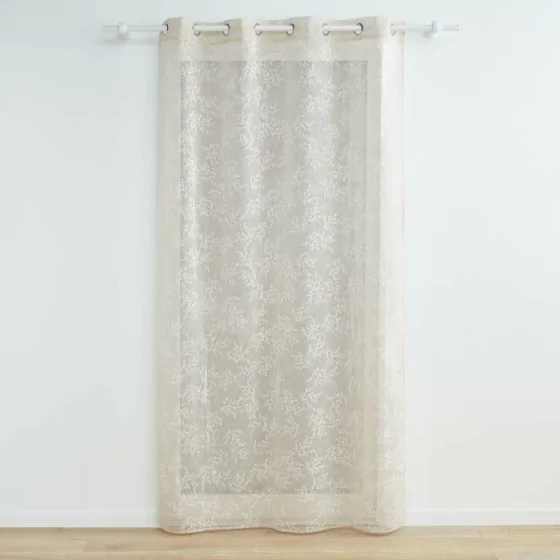Panneau a oeillets 140 x 240 cm voile tisse applique karla Taupe