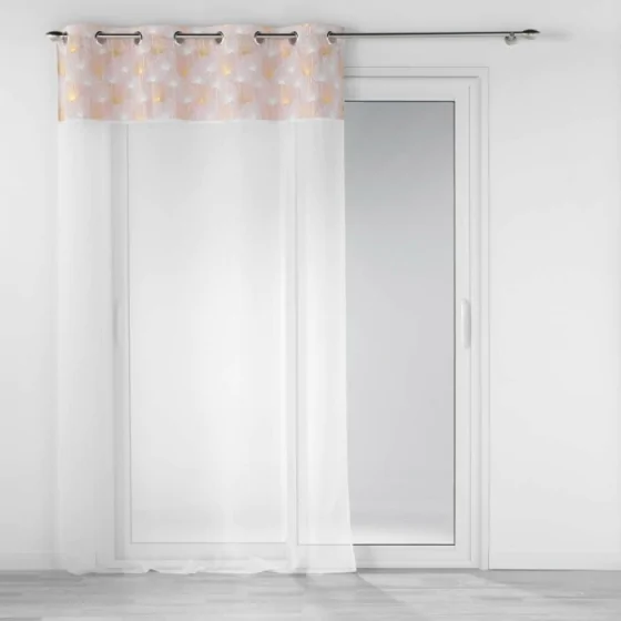 Voilage a oeillets 140 x 240 cm voile sablé + haut velours Clairine Rose