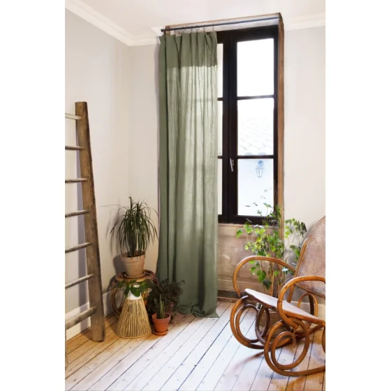 Lot de 2 rideaux 140 x 300 cm réglables double gaze de coton Romarin