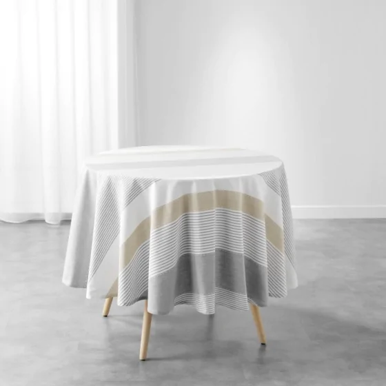 Nappe ronde (0) 180 cm coton/polyester tisse teint iliade Sans