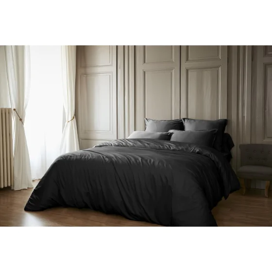 Housse de couette 240 x 220 cm satin de bambou  Salomé Noir