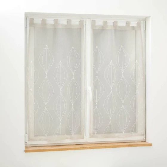 Paire droite passants 2 x 60 x 90 cm voile sable brode galactee Taupe