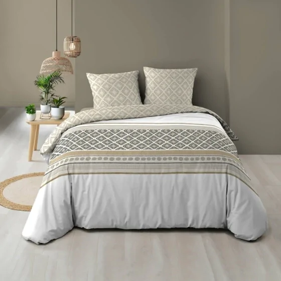 Housse de couette 260 x 240 cm coton 57 fils + 2 taies Sybille