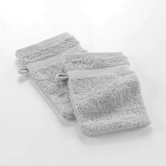 2 gants de toilette 15 x 21 cm eponge unie elegance Perle