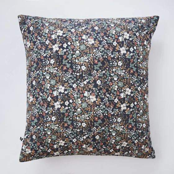 Taie d'oreiller 60 x 60 cm gaze de coton imprimée capucine minuit Bleu foncé