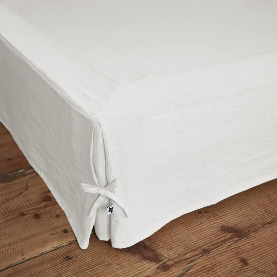 Cache-Sommier 180 x 200 cm – 100% Lin Lavé Soline Blanc