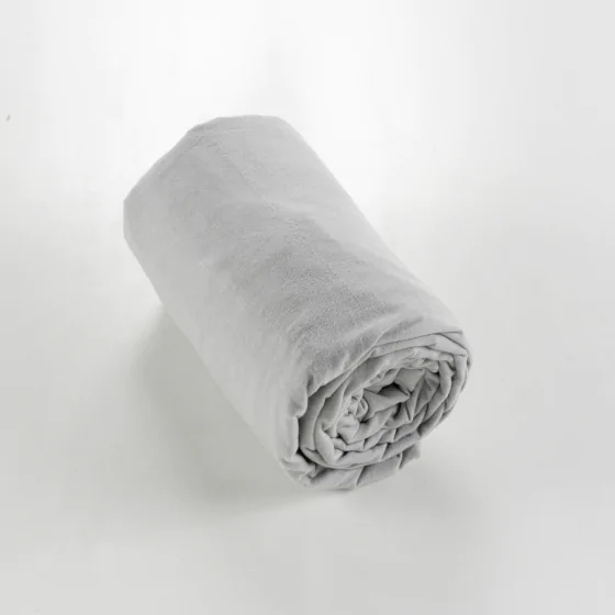 Drap housse flanelle chaude 180 x 200 cm Bonnet 30 cm Candice Gris