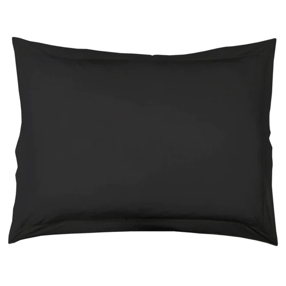 Taie d'oreiller volant plat 50 x 70 cm uni 57 fils lina  + point bourdon Charbon