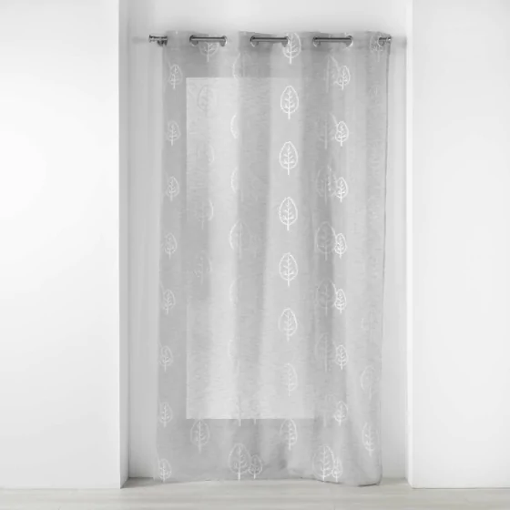 Voilage a oeillets 140 x 240 cm effet li brodé Sonata Gris