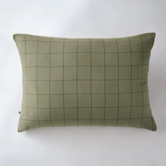 Taie d'oreiller gaze de coton tissée  50 x 70 cm Gaia Match Romarin