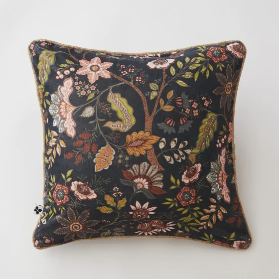 coussin déhoussable 45 x 45 cm velours de coton imprimé alix